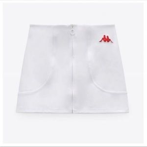 Zara Kappa Embroidered Women’s White Fitted Bodycon Zipper Mini/ runs small
